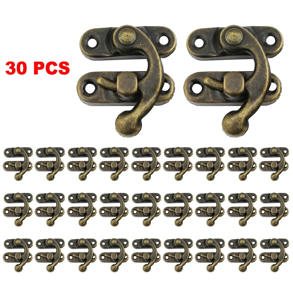 30pcs Antique Bronze Iron Padlock Hasp Hook Lock For Mini Jewelry Wooden Box With Screws Furniture Hardware furniture hardware jewelry box hasps