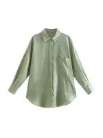 Women Fashion With Pocket Oversized Shirts Vintage Long Sleeve Button-up Female Blouses Blusas Chic Tops - Image 2