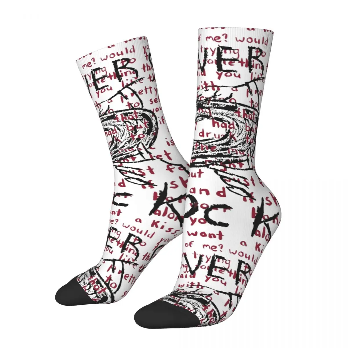

Счастливые забавные мужские носки, носки в стиле Харадзюку, для любителей рок, с текстом песни, из полиэстера, с графическим рисунком, для женщин, Осень-зима