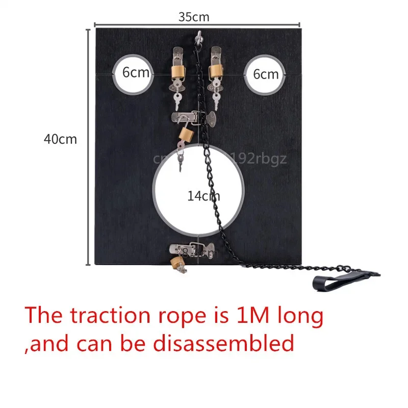 Removable Wood Hand Foot Cuffs Neck Collar Lock Metal Chain Bondage Restraint Bdsm Tools Erotic Sex Toys for Couple Adult Games