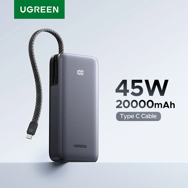 UGREEN 45W 20000mAh Powerbank mit Typ-C Kabel für S25 Ultra