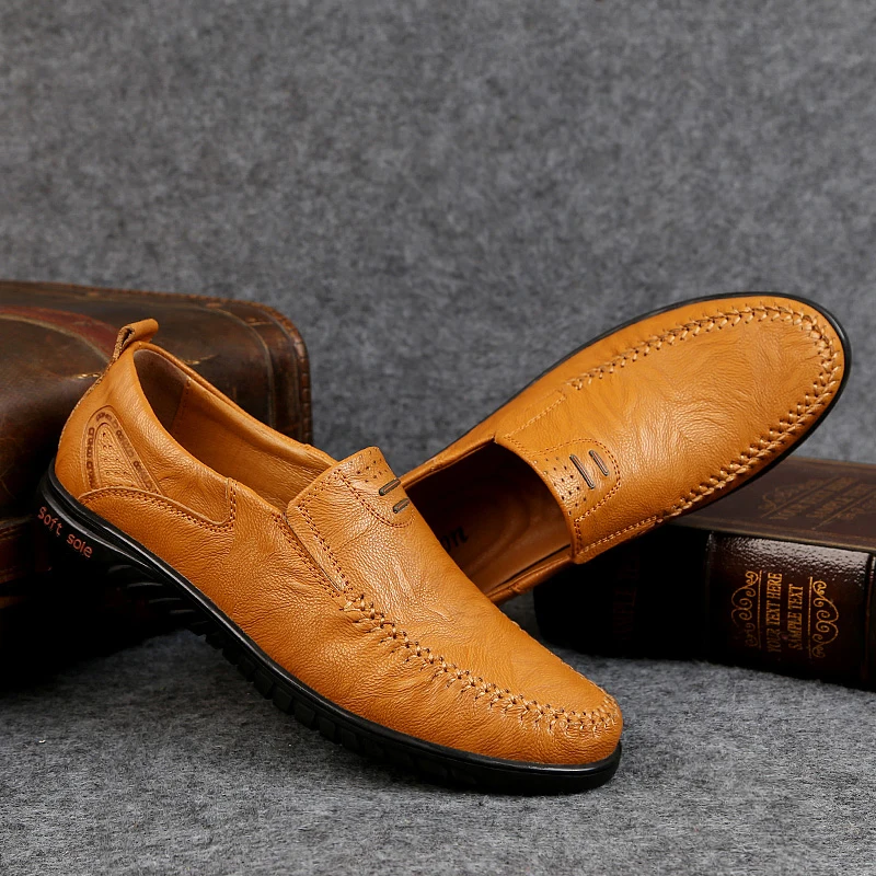Men's Comfortable Soft Sole Slip-on Loafers Versatile Casual Business Formal Leather Shoes leather shoes