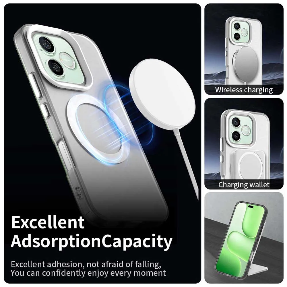 Candy-Colored Transparent Magnetic Wireless Charging Phone Case