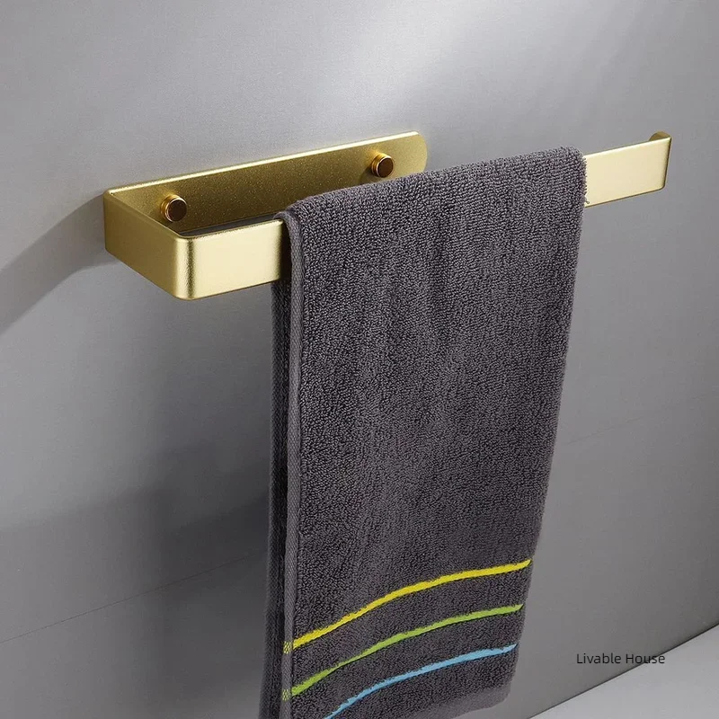 Towel Holder Bathroom Rack Bar Golden Kitchen Roll Paper Hand Towel Hanger Self Hanger Self Storage Shelf Punching