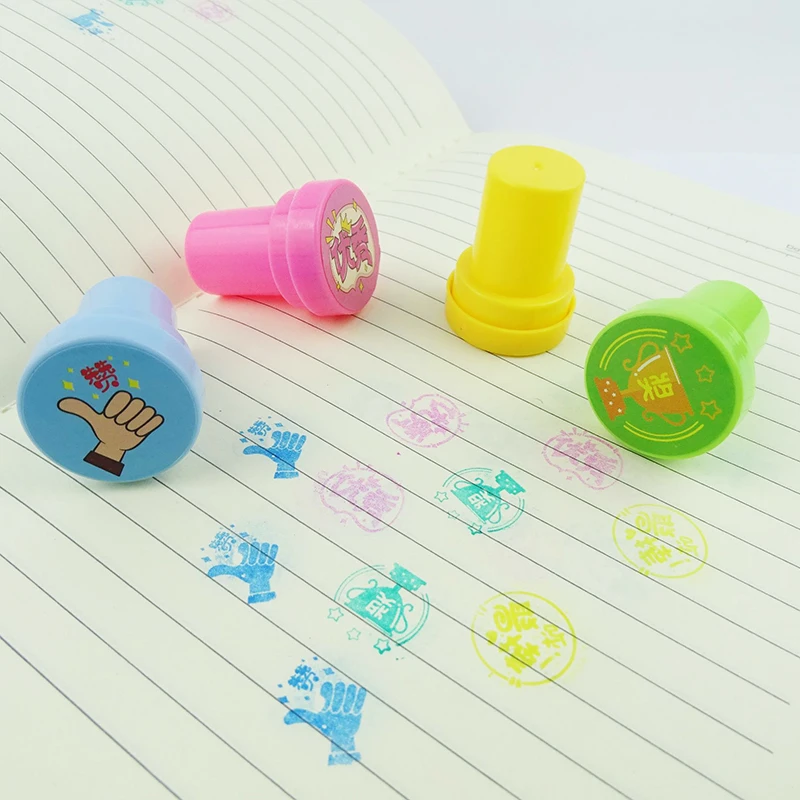 10Pcs/bag Children Award Praises Emoticons Seal Fun Teacher Comments Encourage Stamp DIY Scrapbooking Seal Funny Kids Toy Gift