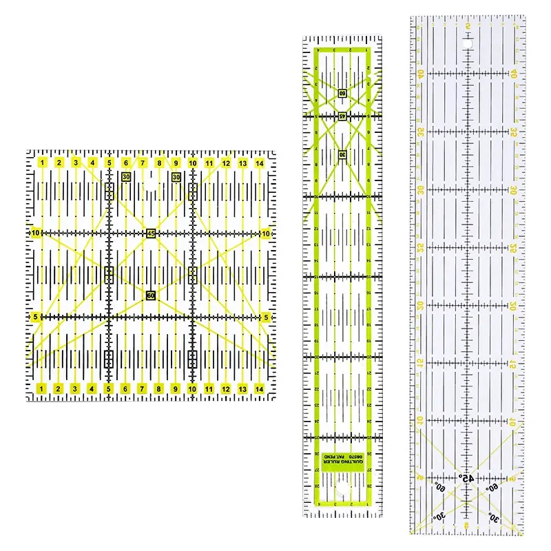 

Nonvor 3Pcs/Set Patchwork Rulers Set Acrylic Sewing Rulers Sewing Drawing Tools for Fabric Clothing Cutting Quilting DIY Tools