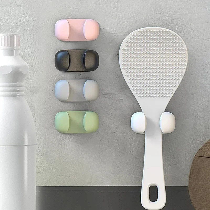 Multi Functional Storage Hook Rice Spoon Holder Silicone Storage Rack Kitchen Wall-Mounted Cooker Spoon Shelf Placement Rack 2