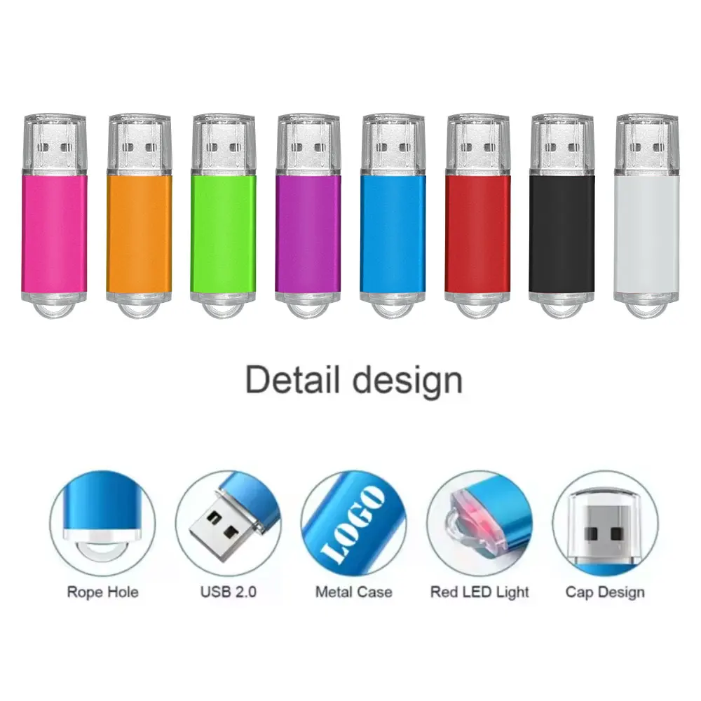 10개 메탈 USB 플래시 펜 드라이브 4GB 8GB 16GB 펜드라이브 32GB 64GB 메모리 스틱 무료 맞춤형 로고 실제 용량 U 디스크 클리 USB 2.0