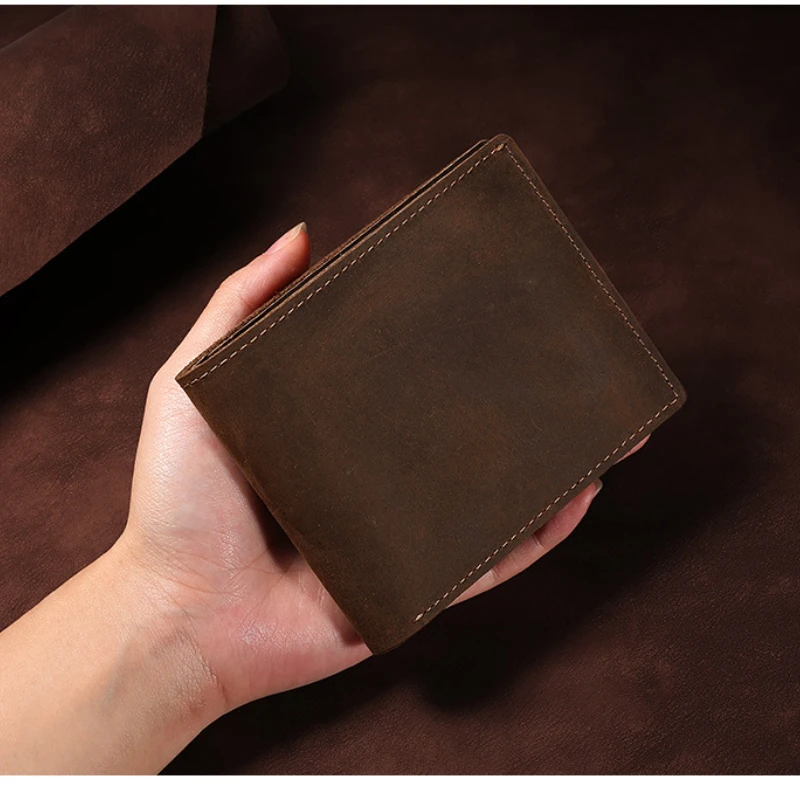 Billetera Hombre Billeteras Simples Cartera Vintage De Cuero