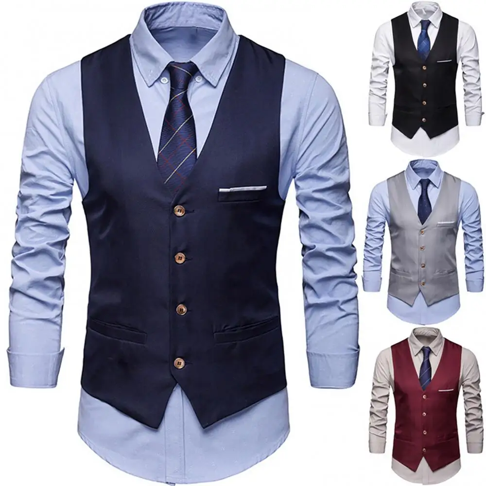 

Dress Vests For Men Slim Fits Mens Suit Vest Male Waistcoat Gilet Homme Casual Sleeveless Formal Business Vest chaleco hombre