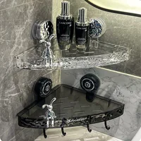 Bathroom Shelf Wall Mount Corner Shower Shelf Suction Cup Shampoo Storage Holder Shower Caddy No Drilling Bathroom Organizer 2