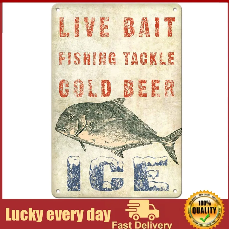 Hawaii Bait Stand Sign - Fishing Tackle, Cold Beer, Ice - Vintage