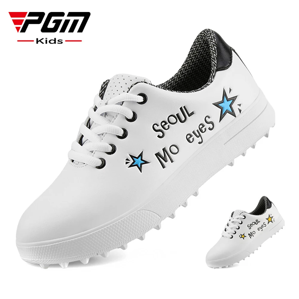 

PGM Boys Girls Golf Shoes Waterproof Light Weight Soft and Breathable Universal Outdoor Sports Shoes All-match White Shoes XZ126