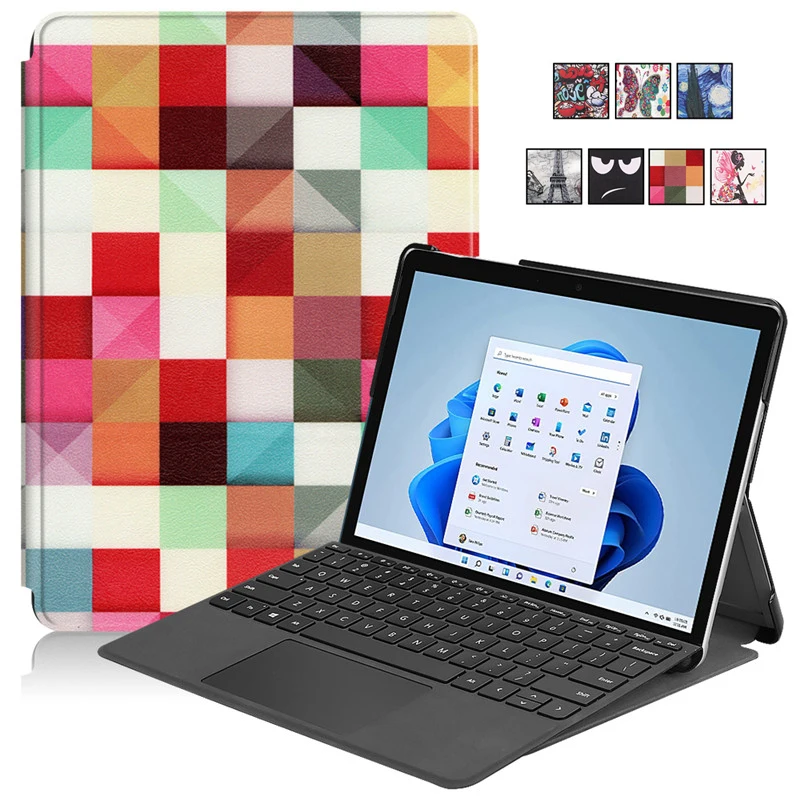 

Leather Cover For Surface Go 4 3 2 Case 10.5" Flip Stand Painted Cover For Microsoft Surface Go 4 Go 3 Go2 Case Support Keyboard