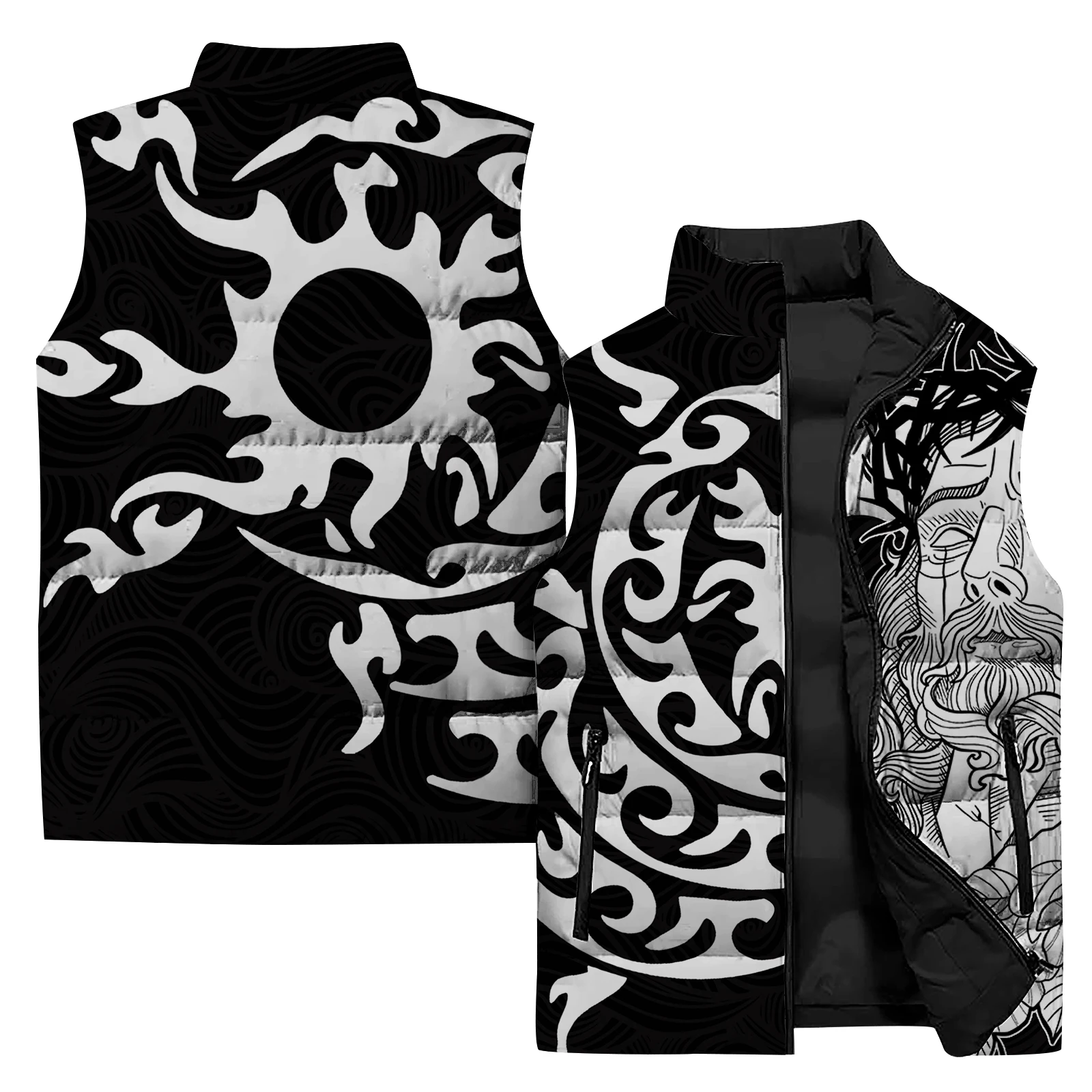 thumbnail image 1 of Nueva chaqueta sin mangas de invierno para hombre, chaleco con estampado de arte abstracto en 3D a la moda, chaqueta para deportes al aire libre, senderismo, nieve, chaqueta para hombre, cortavientos, 1 of 5