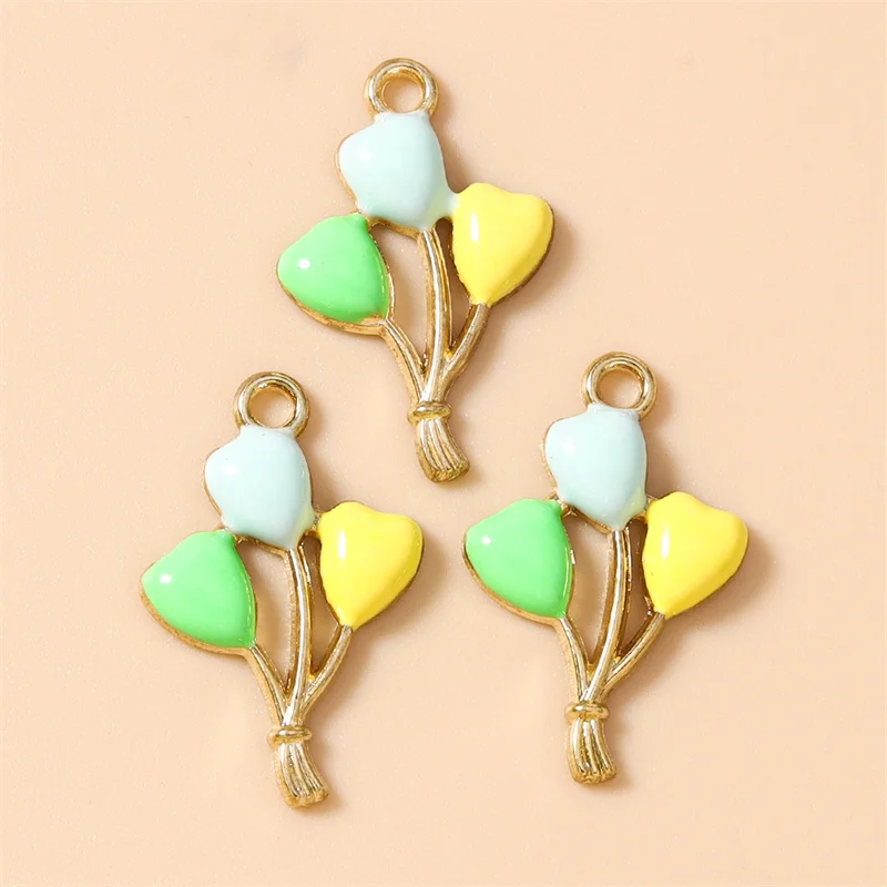 Leslie 20 Stück 15 x 22 mm bunte, süße, schöne Ballon-Anhänger aus Emaille für DIY-Ohrringe, Halsketten, Schmuckherstellung, Zubehör – Detail 5