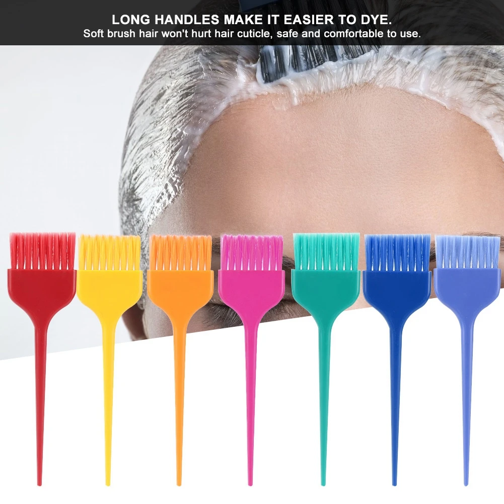 7Pcs Colorful Hair Dyeing Brush Set Hairdressing Salon Barber Hair Coloring Tool Kit Professional Hairdressing Tool Accessories