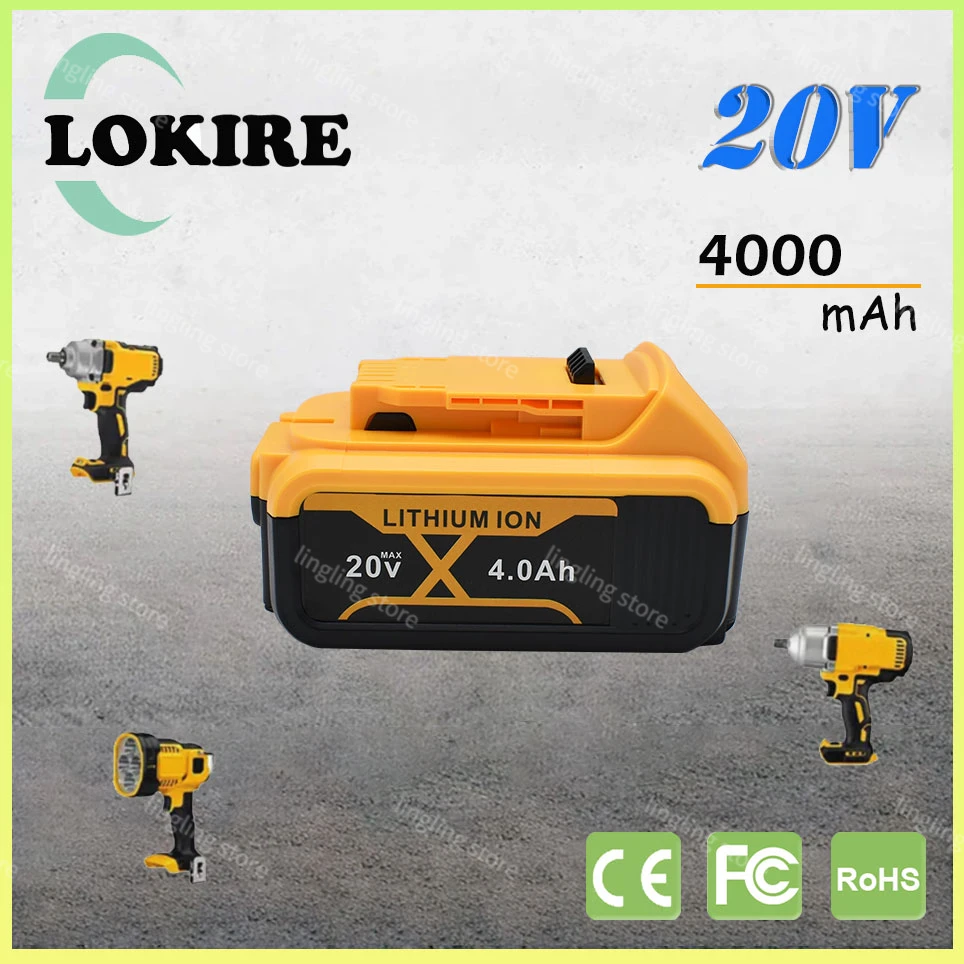 

4.0Ah For dewei DCB200 Replacement Battery Compatible For dewei 20V 6.0Ah 8.0Ah 12.0Ah 18.0Ah Tools DCB120 DCB182 DCB609 Battery