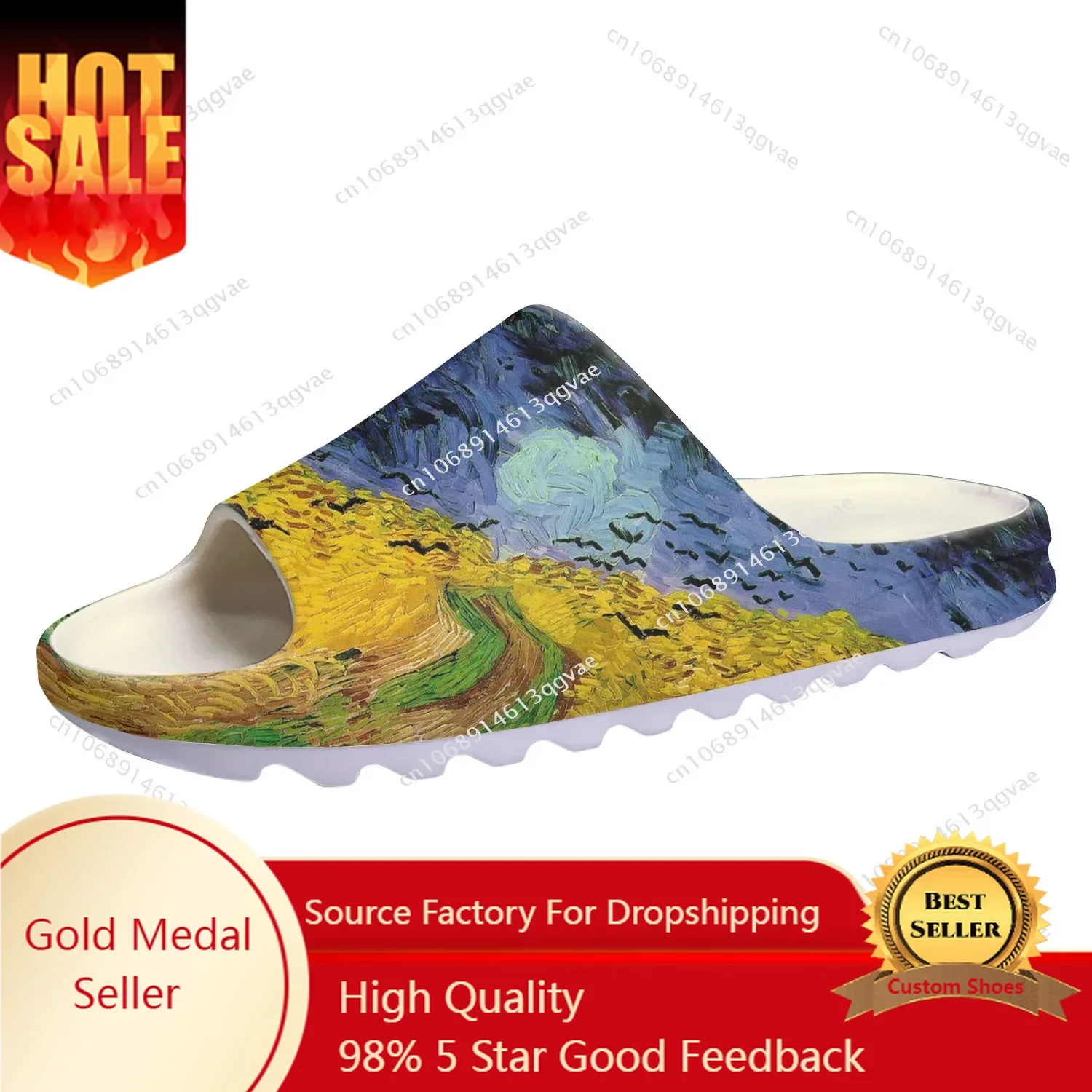 Van Gogh Pittura A Olio Rye Corvi Soft Sole Sllipers Home Zoccoli Step On Water Shoes Mens Womens Teenager Personalizza Su Shit Sandals