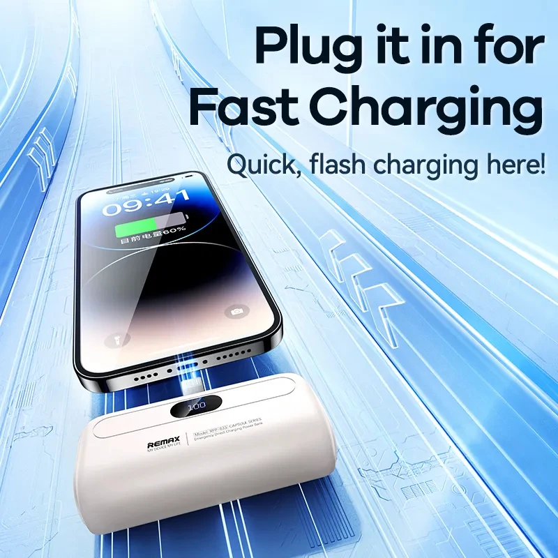 Remax Mini Power Bank 5000mAh Built in Cable External Battery Portable Charger iPhone Emergency Spare