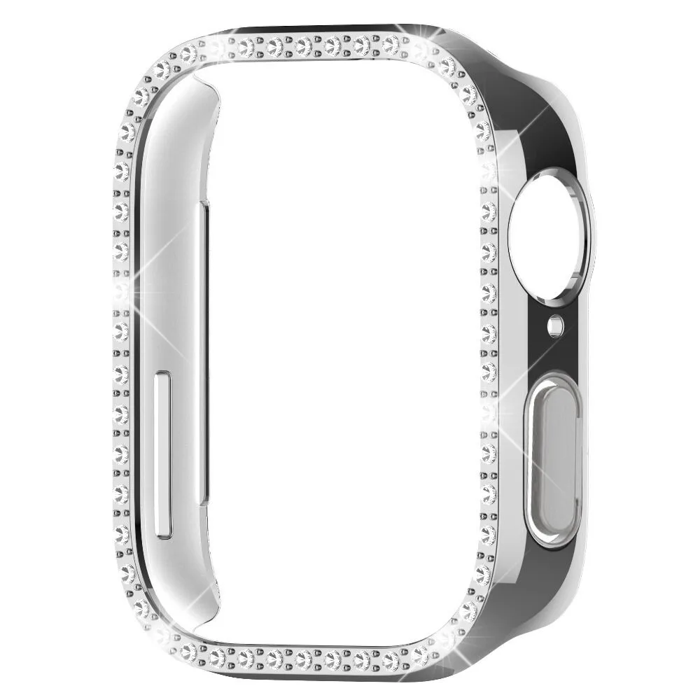 Silicone Band with Diamond-Accent Case for Smartwatch - Sporty Replacement Strap Accessory