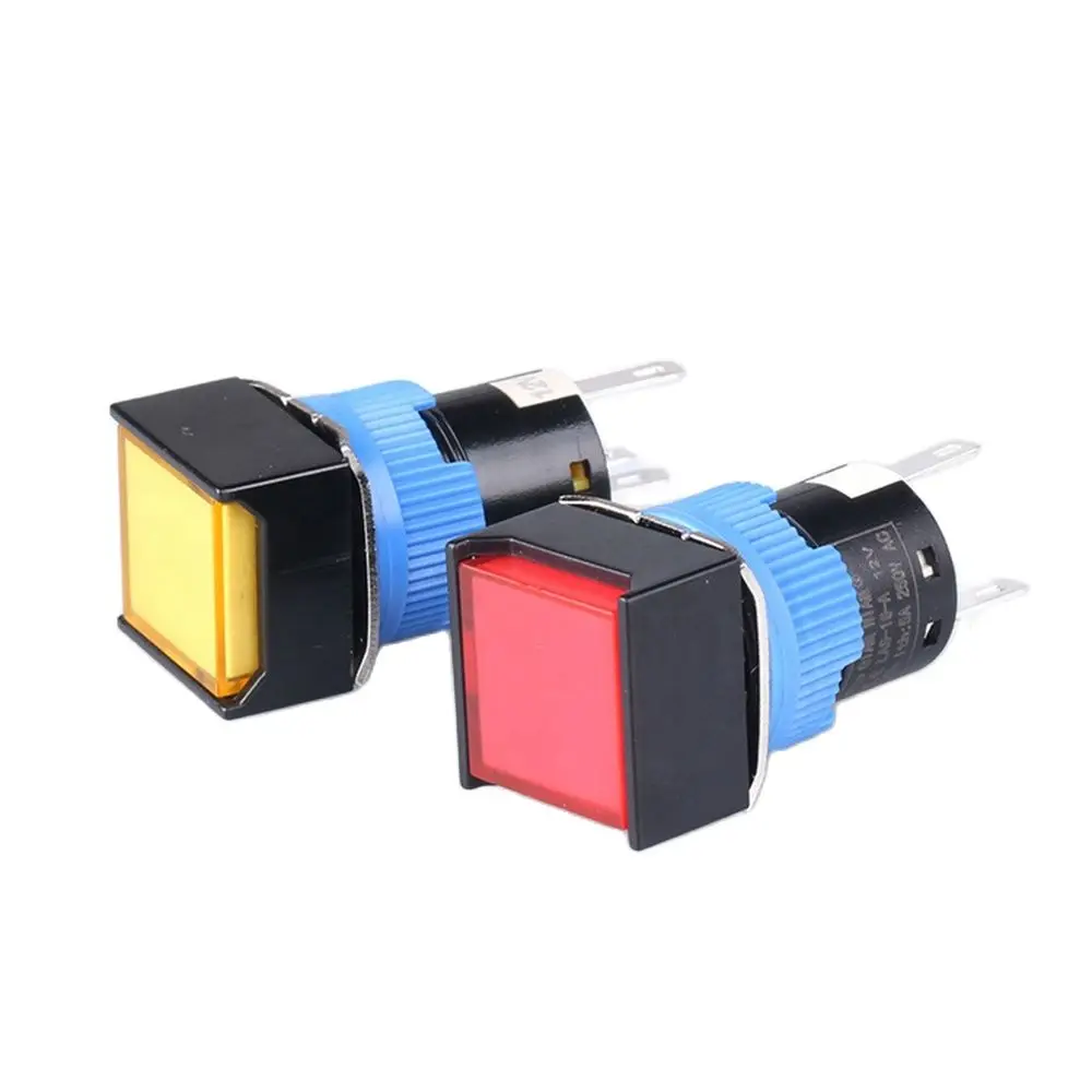 

5 Pieces Square Momentary (Resettable) 16mm Switches Plastic Button