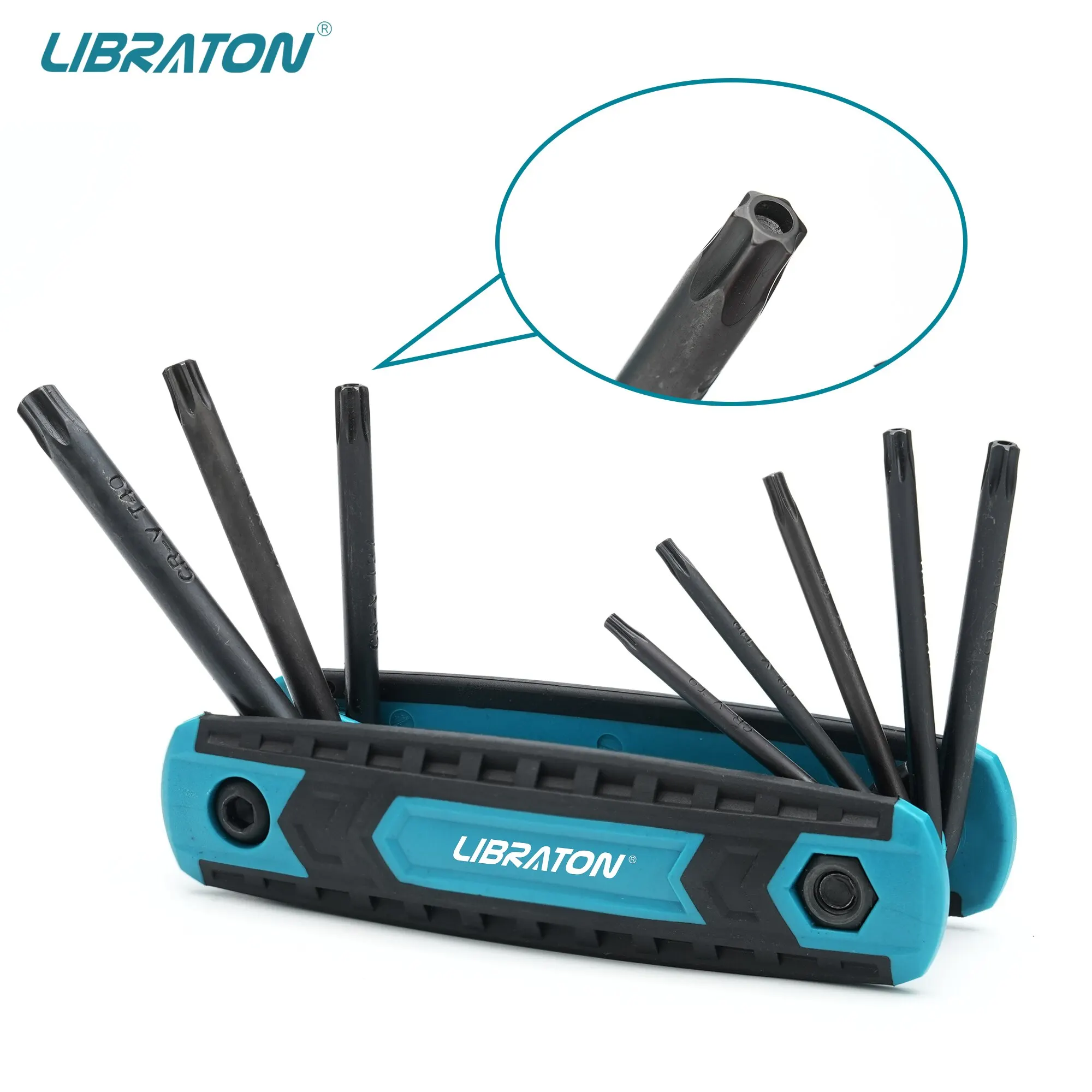 LIBRATON 8 in 1 Katlanır Allen Anahtarı Seti Metrik Allen Anahtar Seti Aracı Veya Katlanır Kurcalamaya Dayanıklı Torx Anahtar Seti Taşınabilir Yıldız Anahtarı Seti