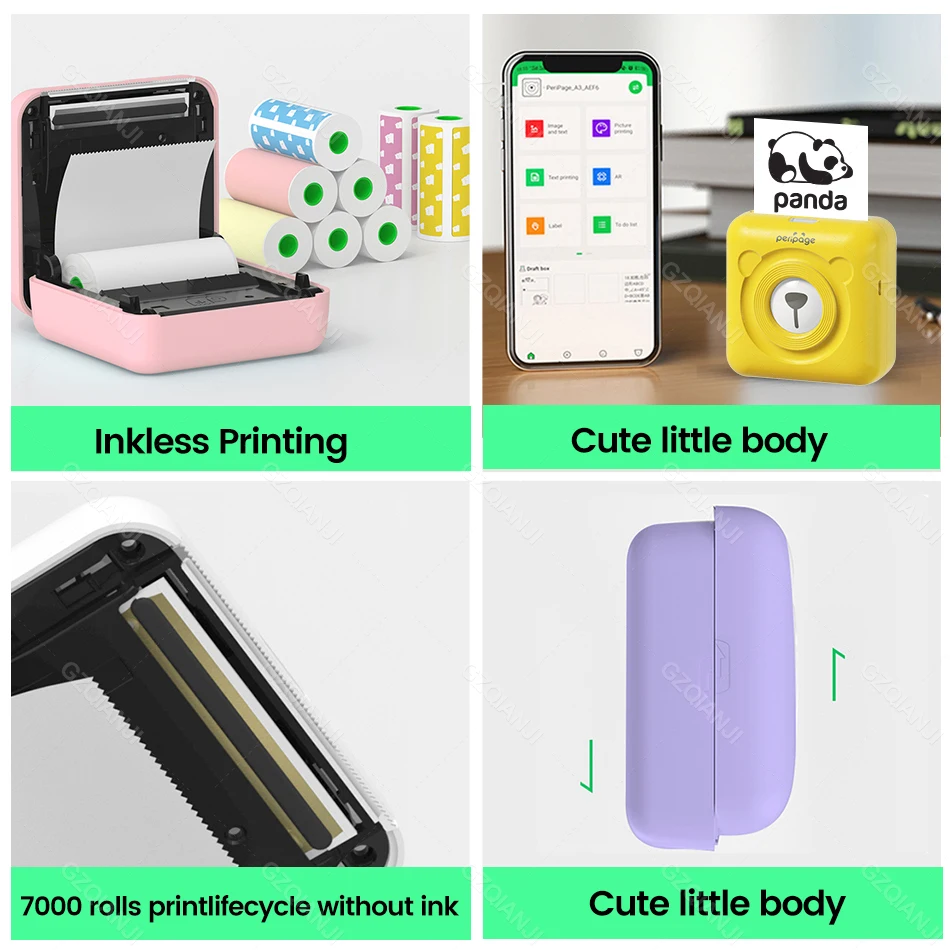 Original Peripage A6 203dpi HD Thermal Photo Printer Mini Pocket Inkless Printer Label Sticker Maker & Color Paper