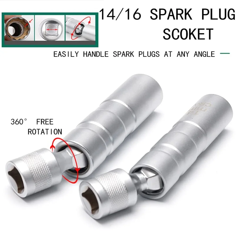 

14/16mm Car Repairing Tool Spark Plug Socket Wrench Magnetic 12 Angle Spark Plug Removal Tool Thin Wall 3/8" Drive Sockets