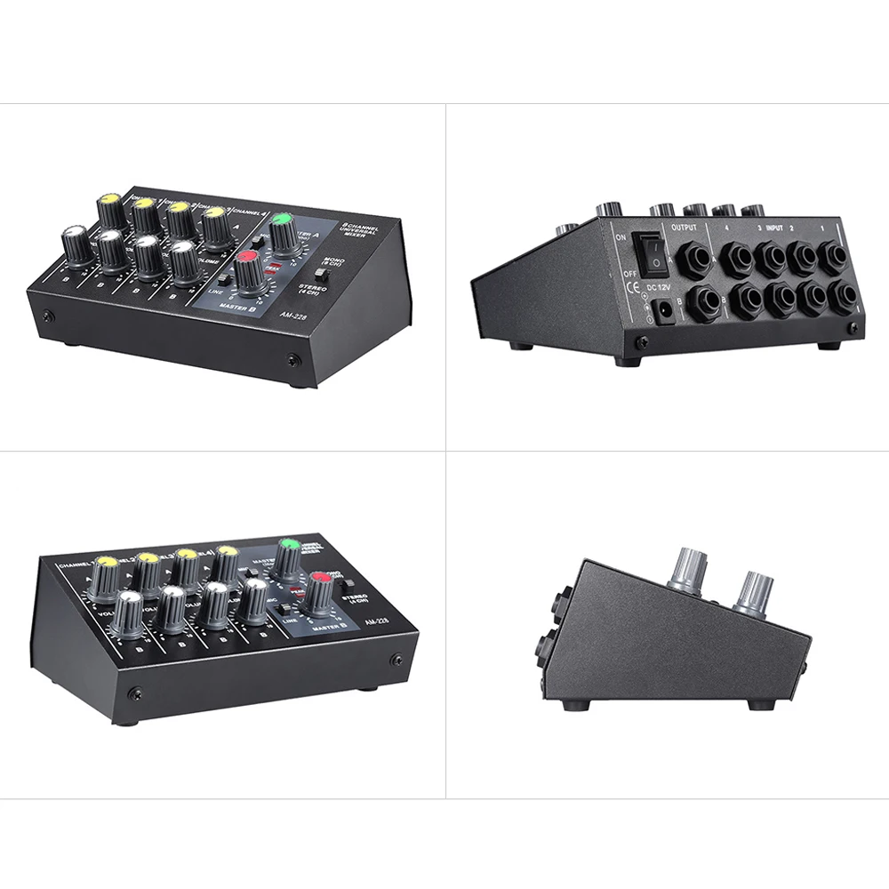 ammoon AM-228 Mixing Console 8 Channels Audio Sound Mixer Mono Stereo Mixer Ultra-compact Low Noise