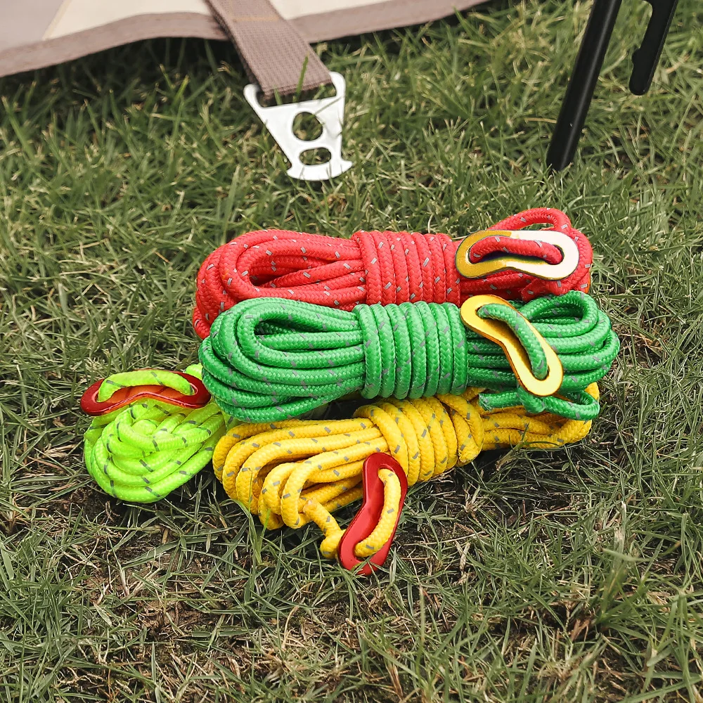 

Outdoor reflective rope wind rope buckle 4m umbrella rope tent fixed rope skylight luminous rope camping adjustment buckle windp