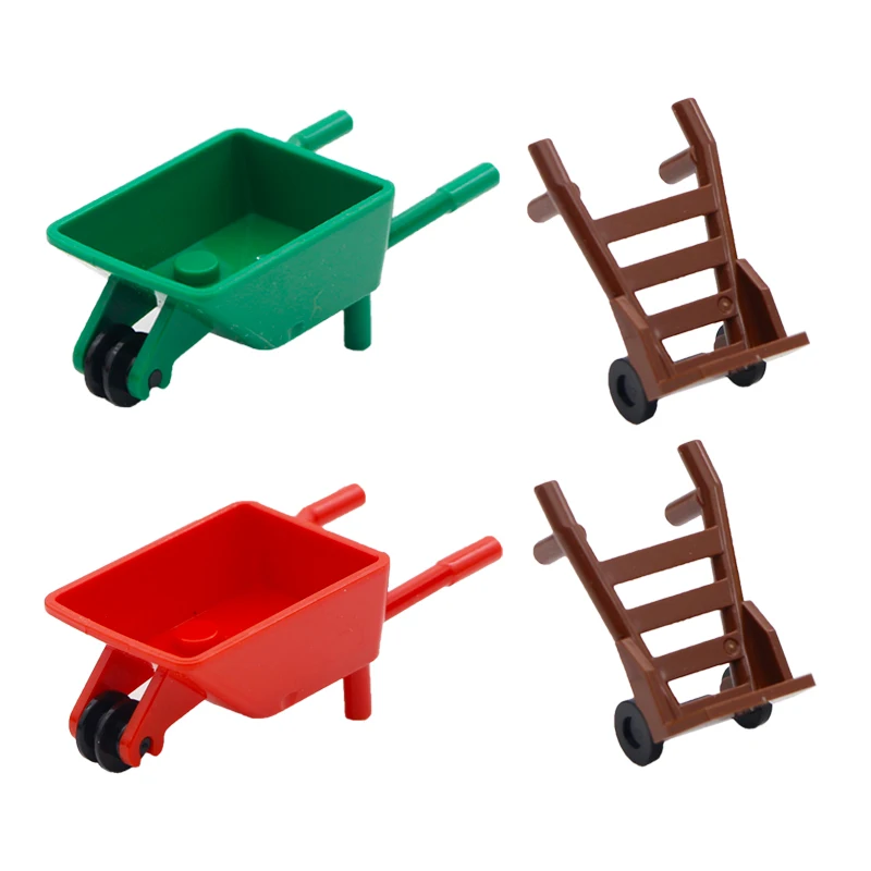 

City Cart Builfing Blocks Luggage Barrow Garbage Truck Shopping Car Figure Accessories MOC Bricks Toys Compatible Friends