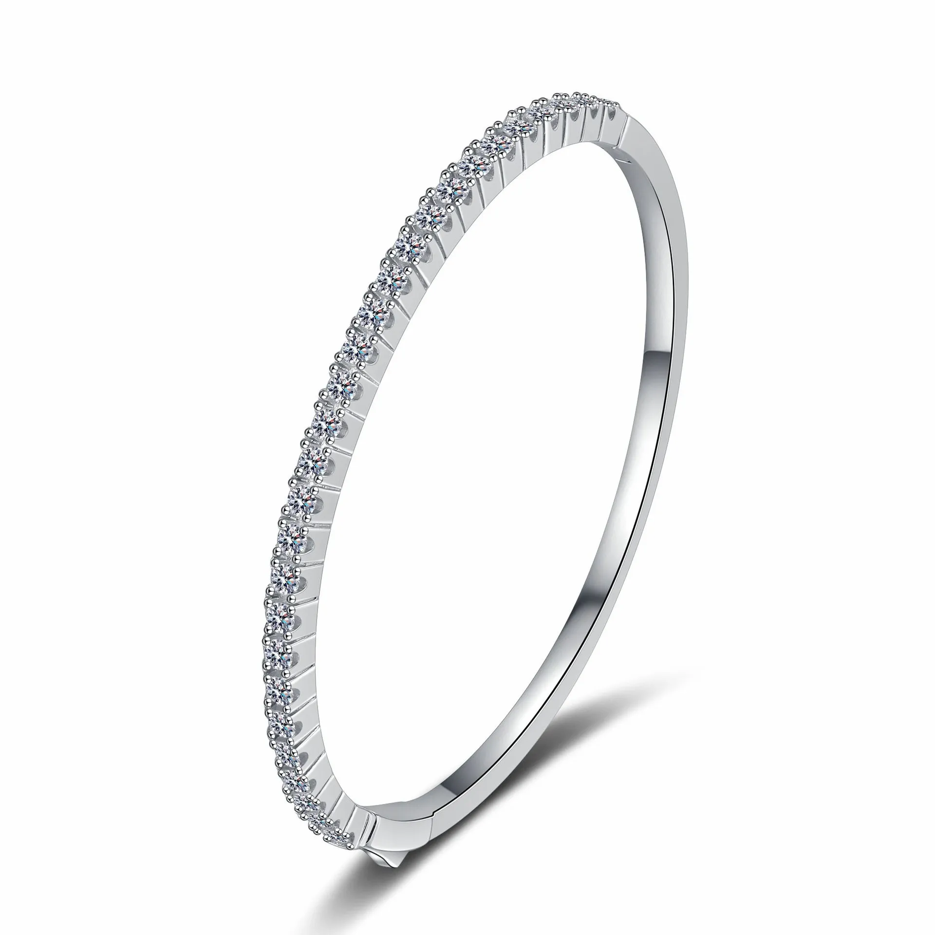

AZ905-SLefei Fashion Luxury Trend Classic Diamond-set Moissanite Thin Babysbreath Bangle Women 925 Sterling Silver Jewelry Gift