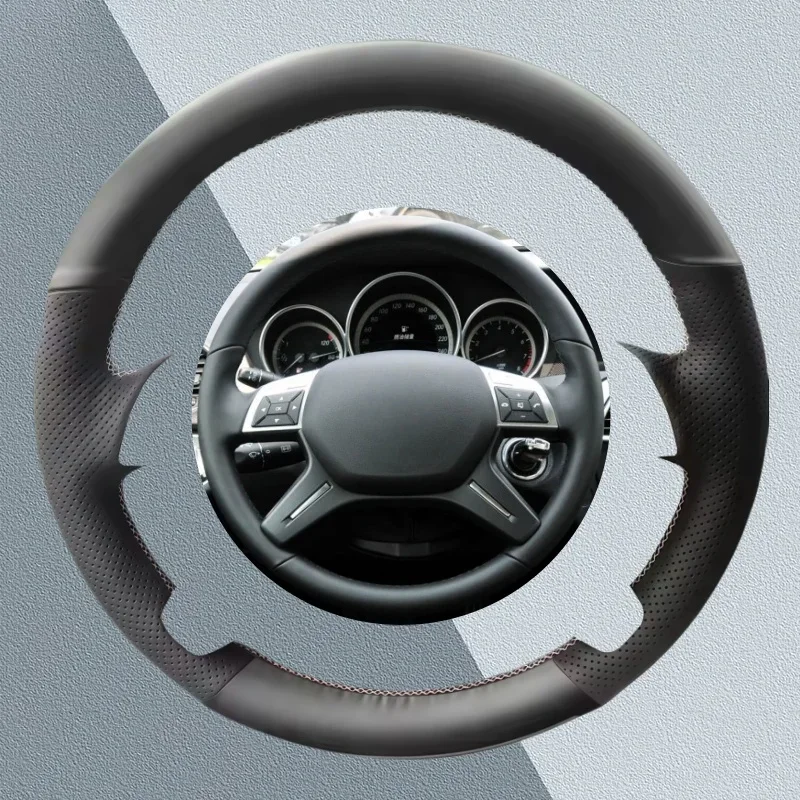 Protector de volante de cuero de microfibra negro personalizado para Mercedes Benz C GL G M clase W204 W463 X166 W166 2011-2015 Interior del coche