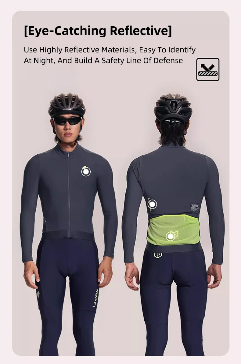 LAMEDA Herbst/Winter Fleece-Radtrikot, warme, hochelastische Unisex-Thermojacke für Männer und Frauen, 5–15 ° C Reiten im Freien Sport – Detail 15
