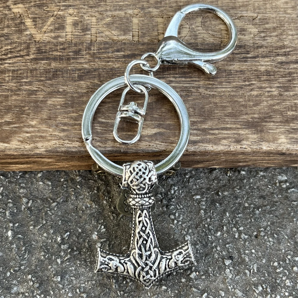 Thor Hammer Mjolnir Portachiavi In Metallo Vintage Vichingo Per Uomo Accessori Scandinavi