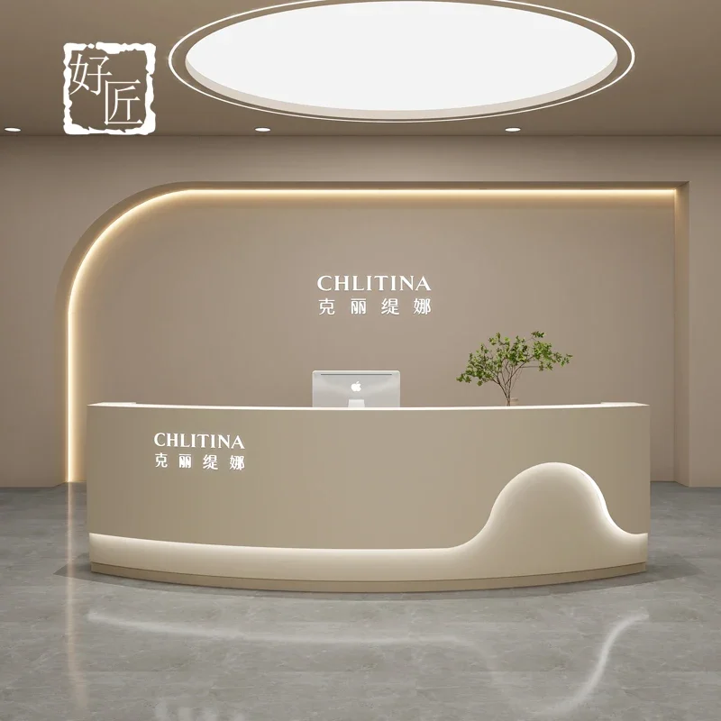 Simple Camber Reception Desks Modern White Originality Counter Storage Church Pulpito Salon Furniture Guichet D'accueil FYRD