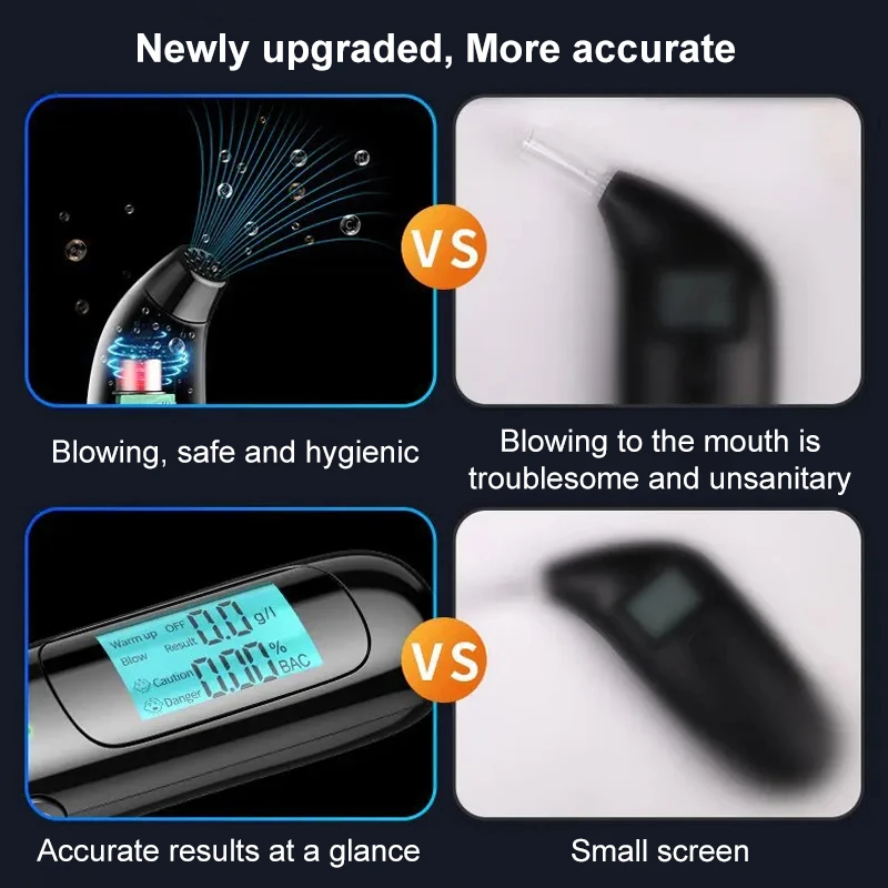 Alcohol tester high precision breathalyzer USB rechargeable non-contact professional car portable