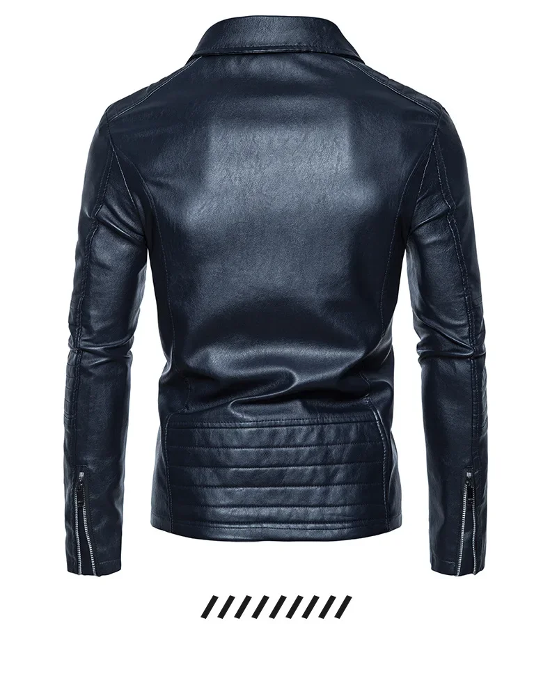 Men's Leather Jacket Winter Vintage Motorcycle Wash Men's Lapel European and American Men's PU Jacket Leather Jacket