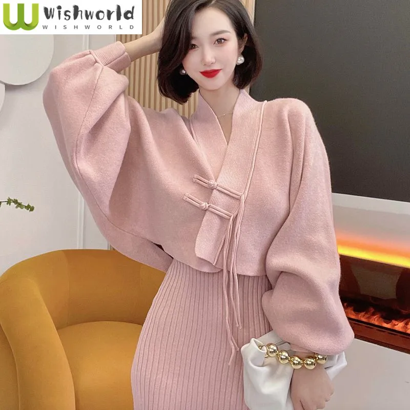 French Pink Suspender Dress in Spring and Autumn New Korean Version Slim Fragrance Top Elegant Women's Two-piece Set