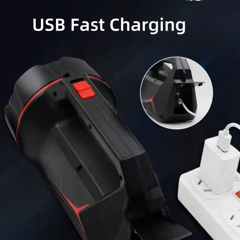 Portable Rechargeable Spotlight High Power Led emergency Camp Flashlights ABS Waterproof Torch Work Light Outdoor Searchlight