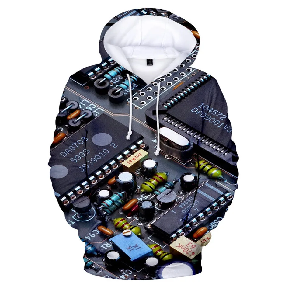 New Electronic Chip 3D Printed Men's Hoodies Kids Men Women Hooded Sweatshirts Funny Tracksuit Hip Hop Fashion Casual Hoodie
