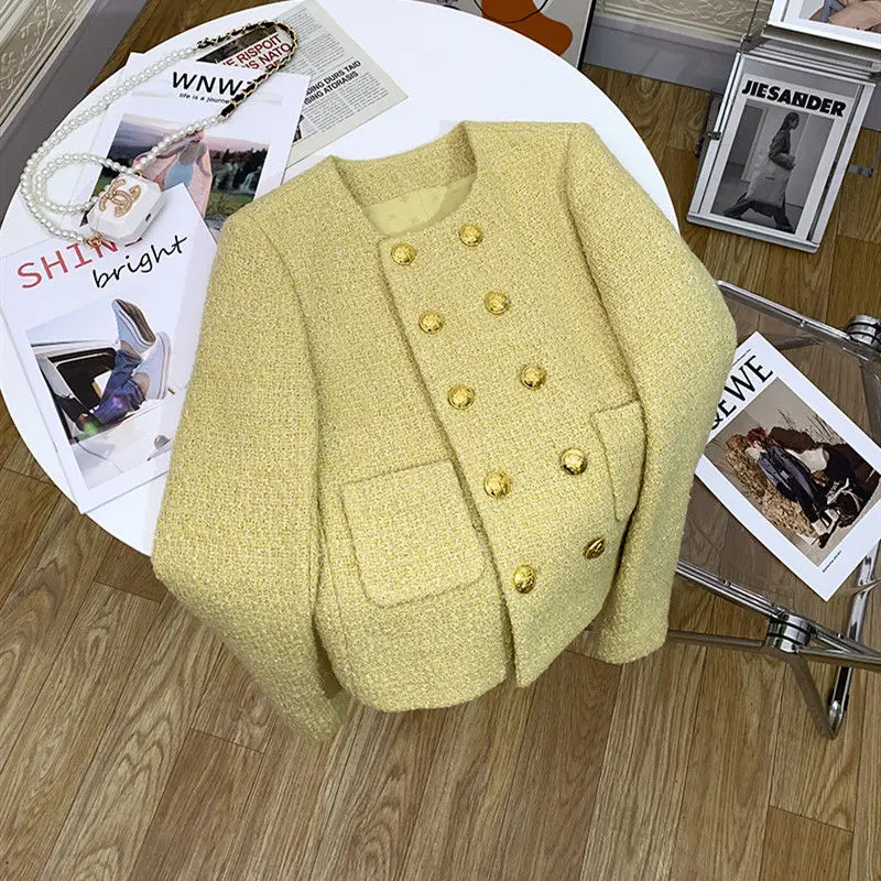 Korean runway Designer Luxury women\'s winter jackets tweed ladies jacket Women\'s tweed Elegant High Quality Big Size coat jacket