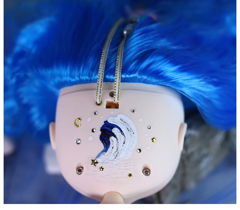 Nàng tiên cá - Cao cấp Custom Neo Blythe Búp bê tóc xanh da trắng khuôn mặt dễ thương mờ 17