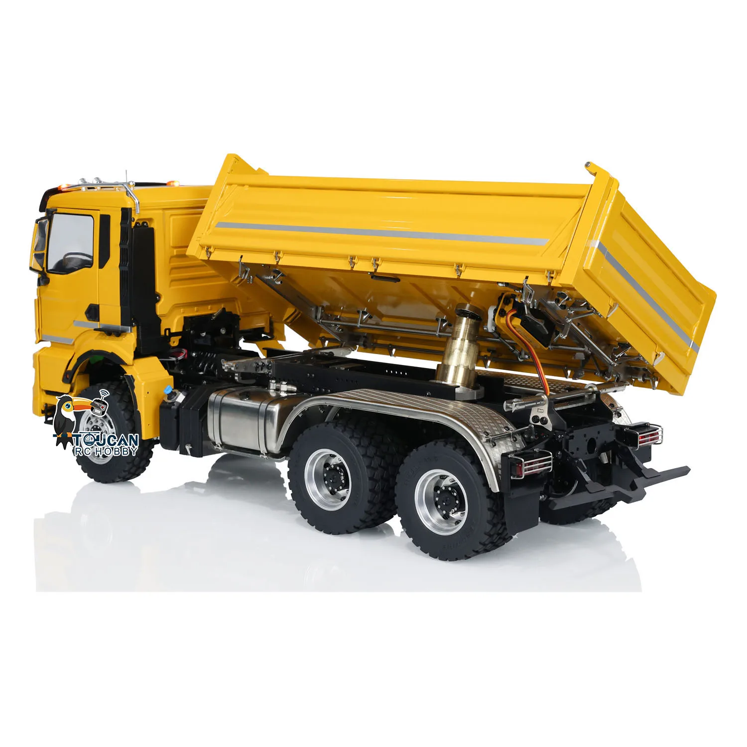 1/14 Customized RTR 6x6 LESU RC Metal Hydraulic Dump Truck 3-way Radio Control Tipper Car Model 3-speed Transmission Light Sound 4
