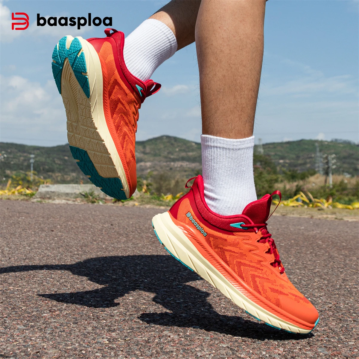 Baasploa 남성용 경량 운동화, 통기성 스포츠 신발, 메쉬 캐주얼 스니커즈, 편안한 미끄럼 방지, 새로운 패션