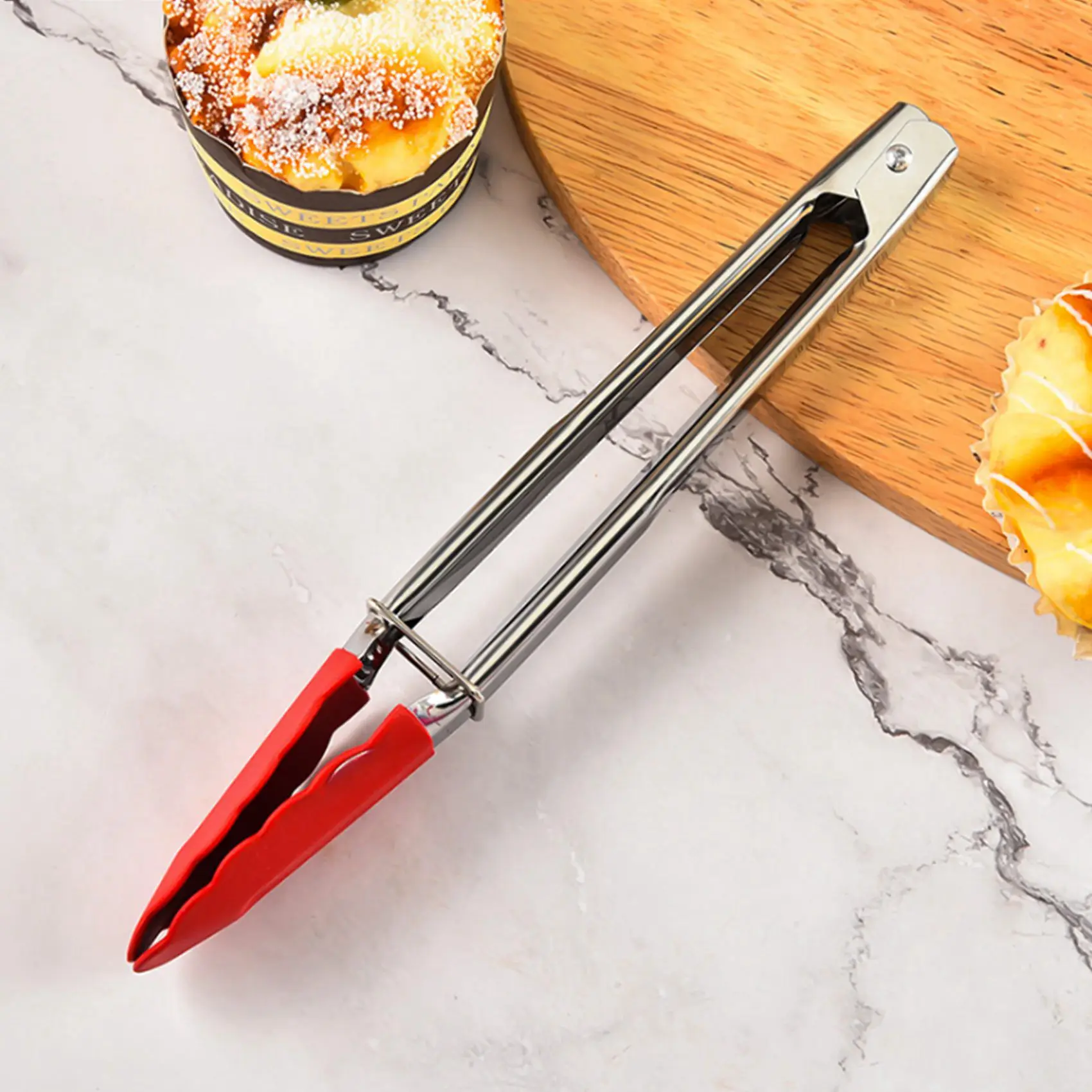 Small Tongs With Silicone Tips 7 Inch Kitchen Tongs &ndash; Set Of 3-Perfect For Serving Food Cooking Salad Grilling Red