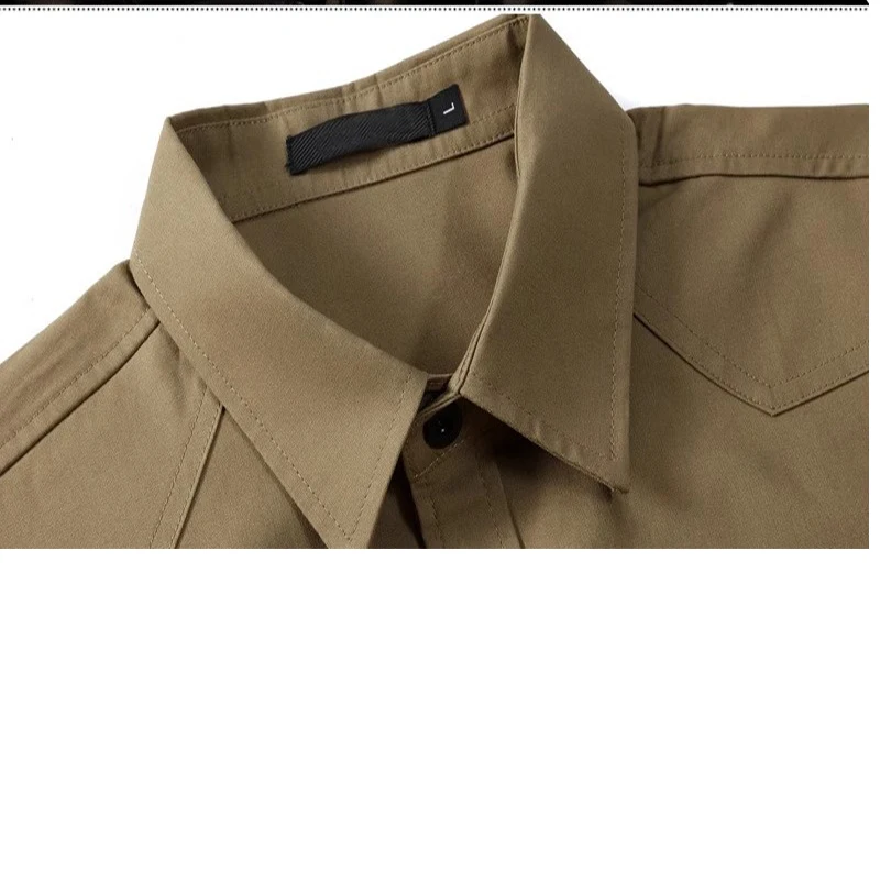 남성용 단색 스탠드 칼라 포켓 셔츠, 탑 가디건