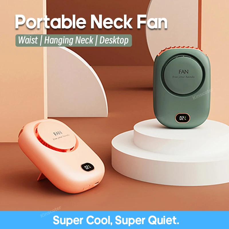 Mini Ventilador Portátil para Uso Externo Ventilador de Pescoço Suspenso com Carregamento Usb e Bateria de 2000mah Ventilador de Mesa sem Fio para Resfriamento de ar