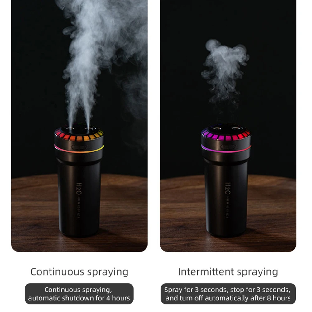 300ml Double Spray Car Mini Humidifier with Mood Light Pickup Dynamic Humidifier Smart Pickup for Home Office Room